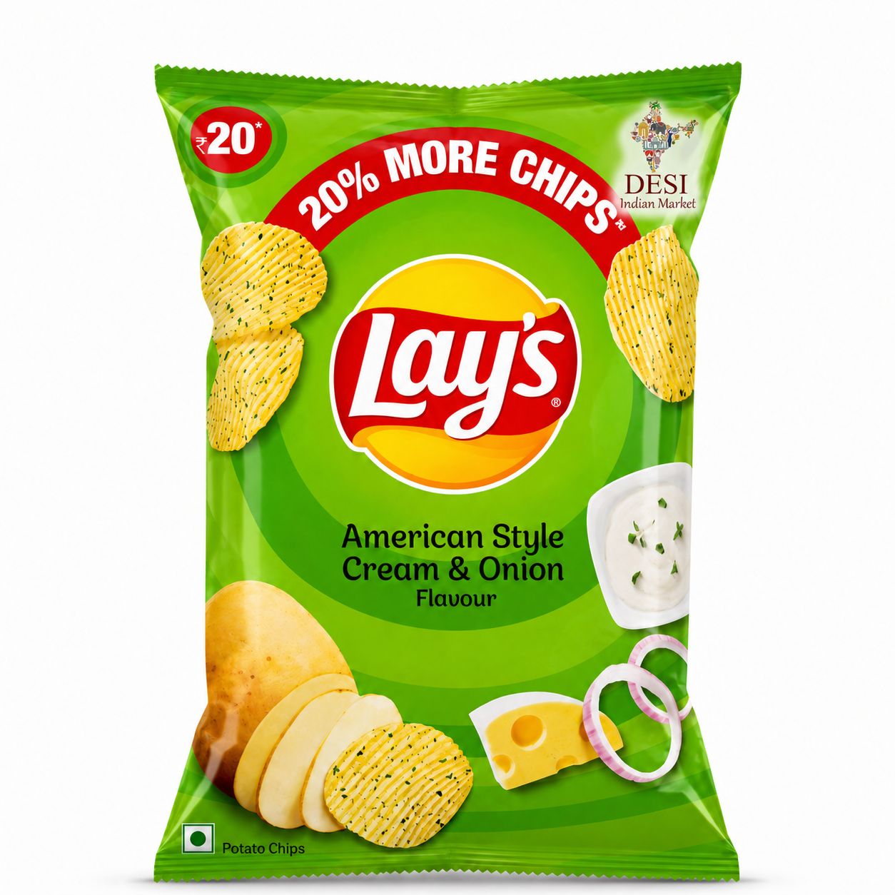 Lay’s Indian Chips, Variations: American Style Cream &amp; Onion (48g)