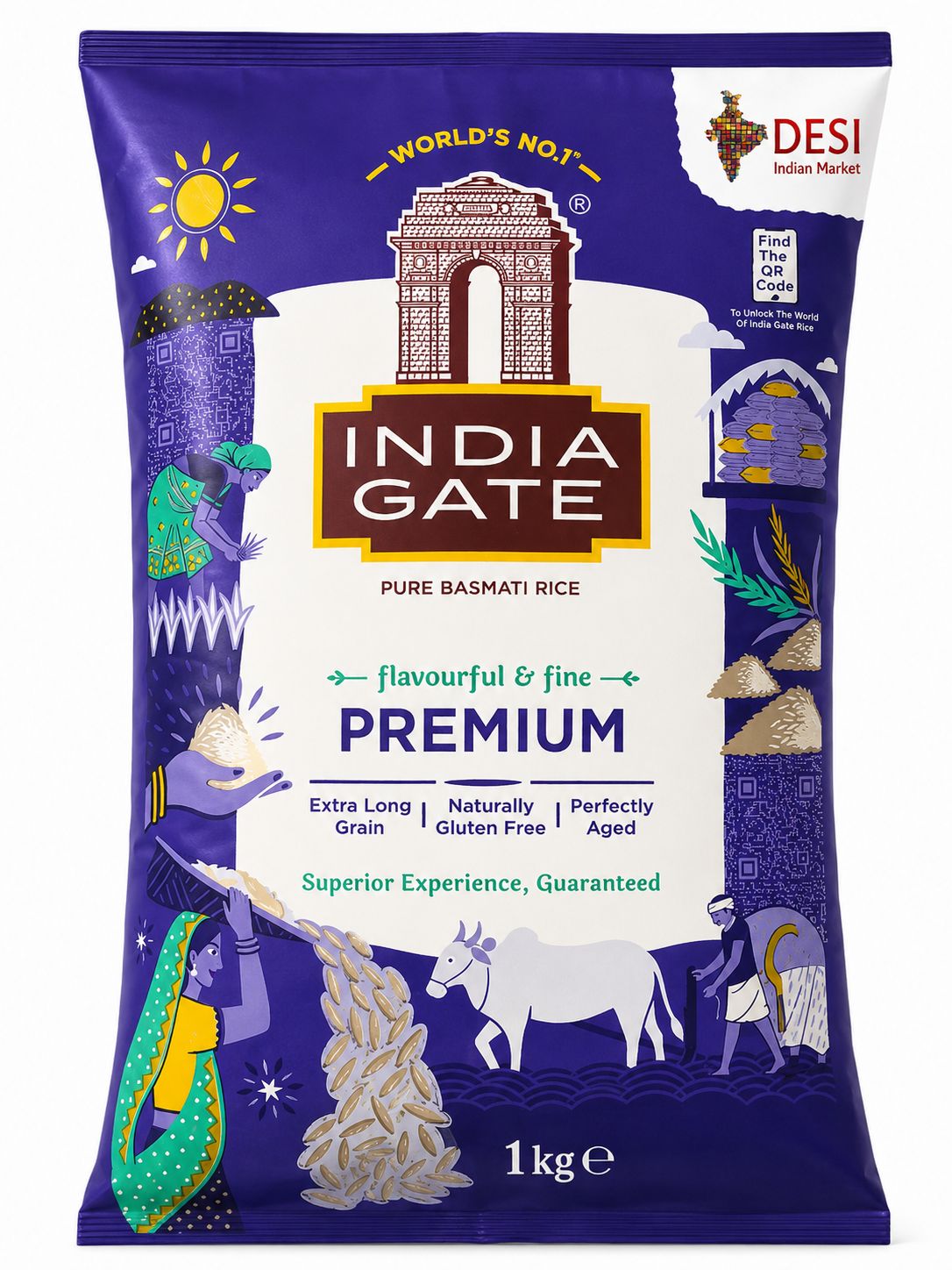 India Gate Basmati Rice Premium, Quantity: 1 KG