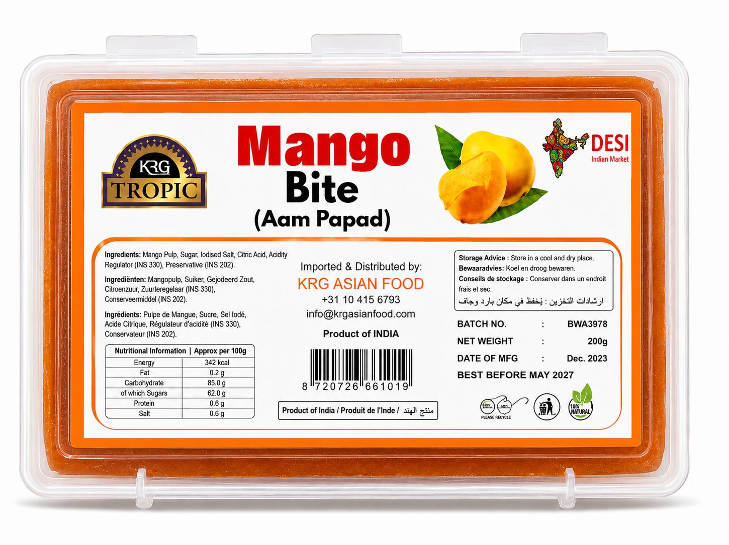 Aam Papad Slice / Mango Bites, Variations: Yellow Aam Papad Slice