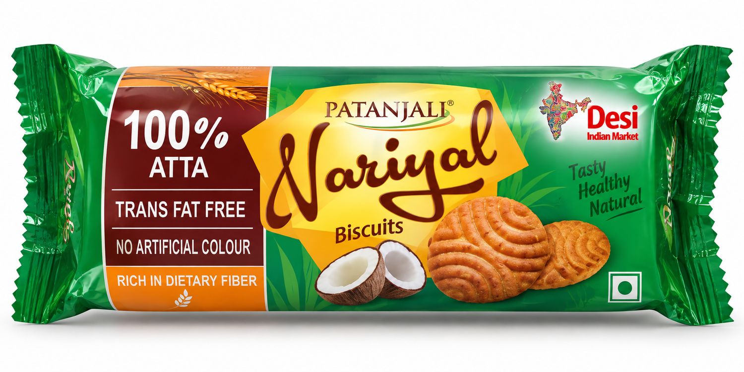 Patanjali Biscuits / Cookies, Flavour: Patanjali Nariyal Biscuits 68g