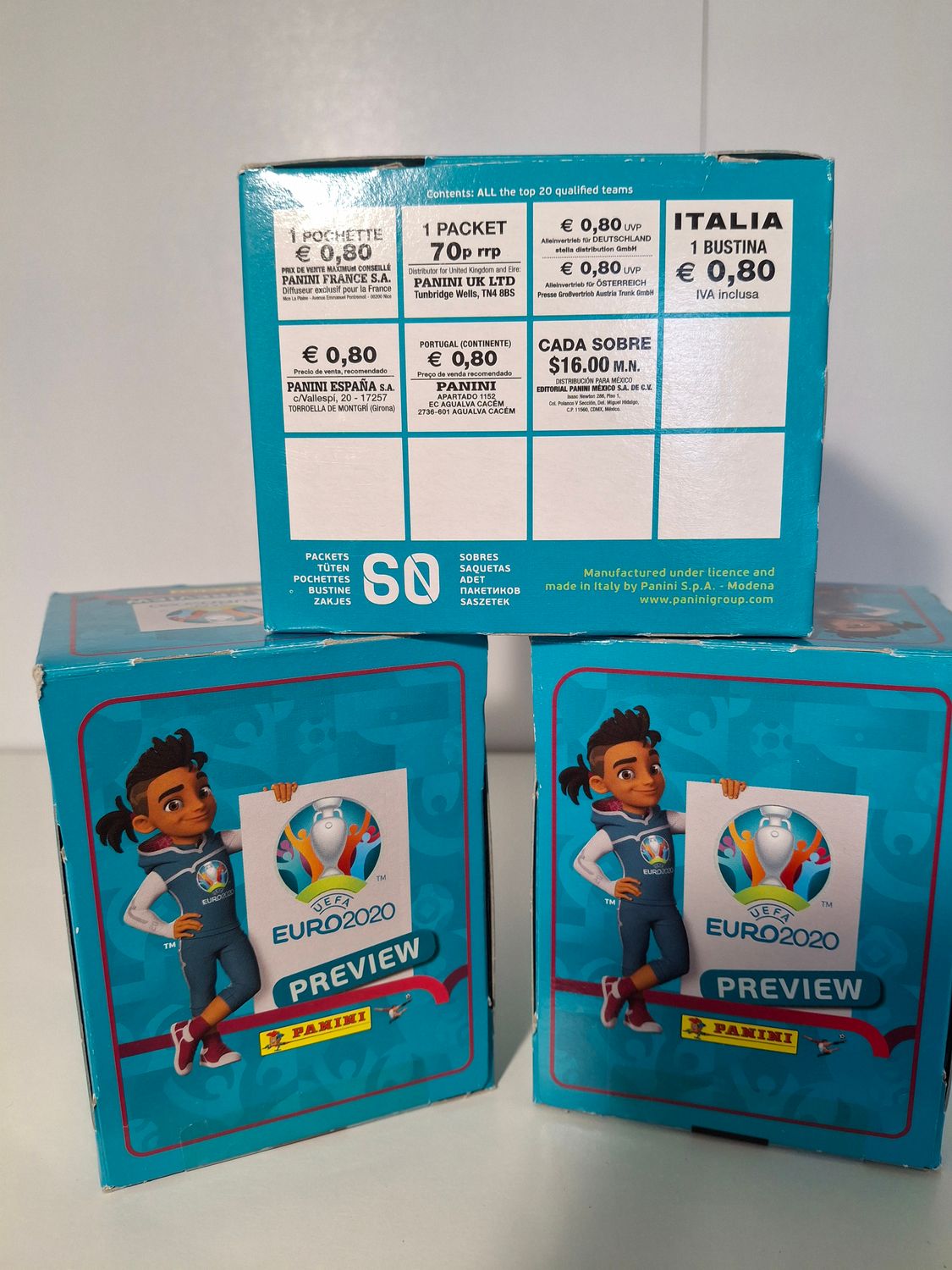 Panini EM EURO 2020 PREVIEW - 1 x DISPLAY STICKER-BOX 60 TÜTEN UVP 48€