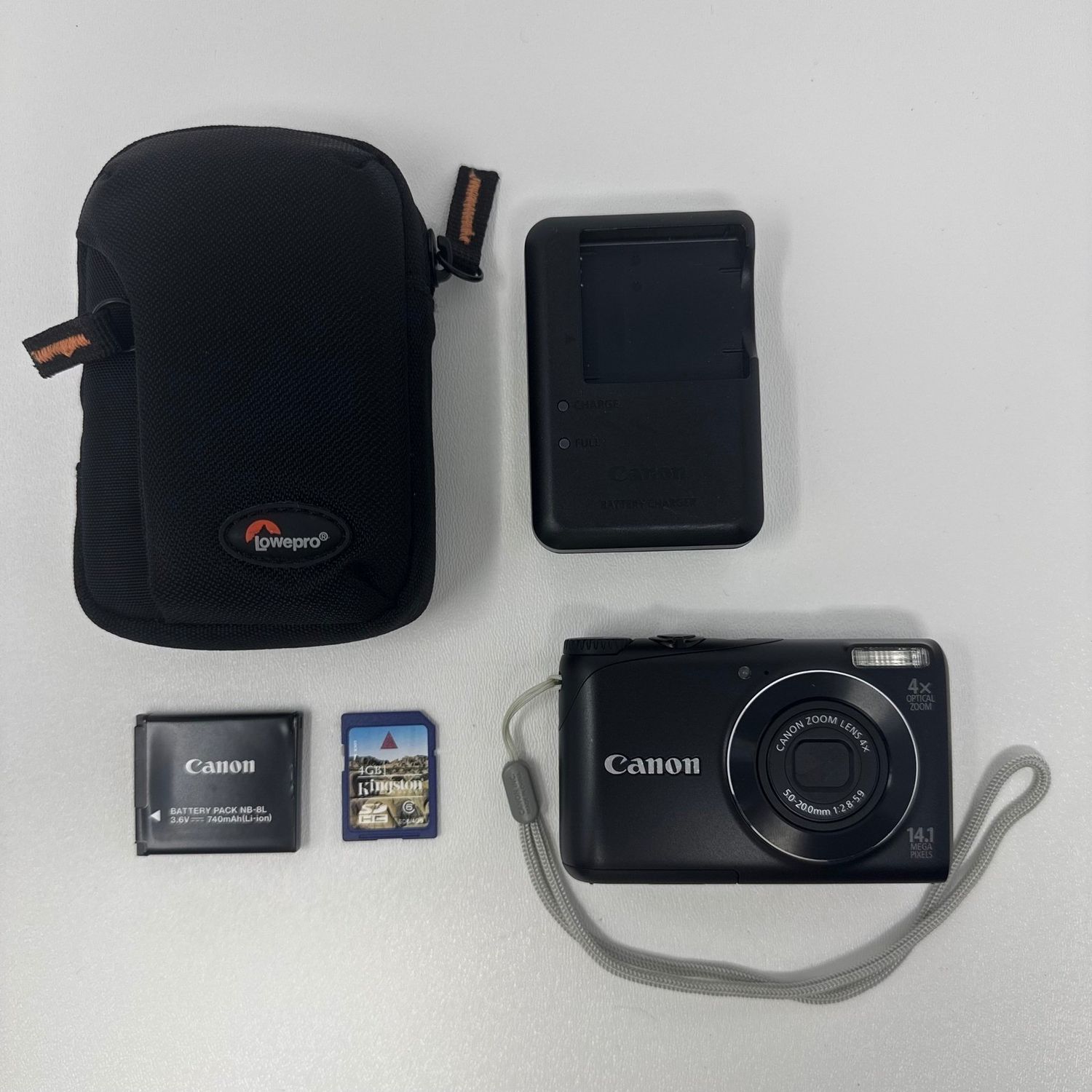 Canon PowerShot A2200 HD Digital Camera Black 14.1MP 4x Zoom PC1585 Bundle.