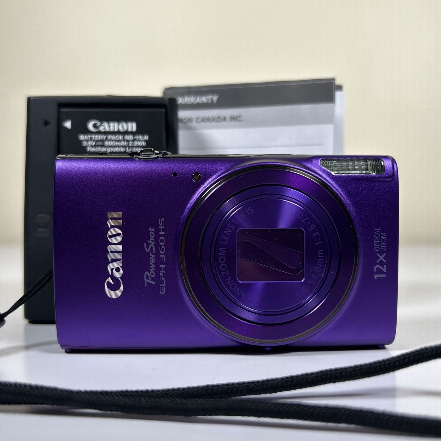Canon PowerShot ELPH 360 HS 20.2MP Digital Camera Purple English- Tested &amp; Works.