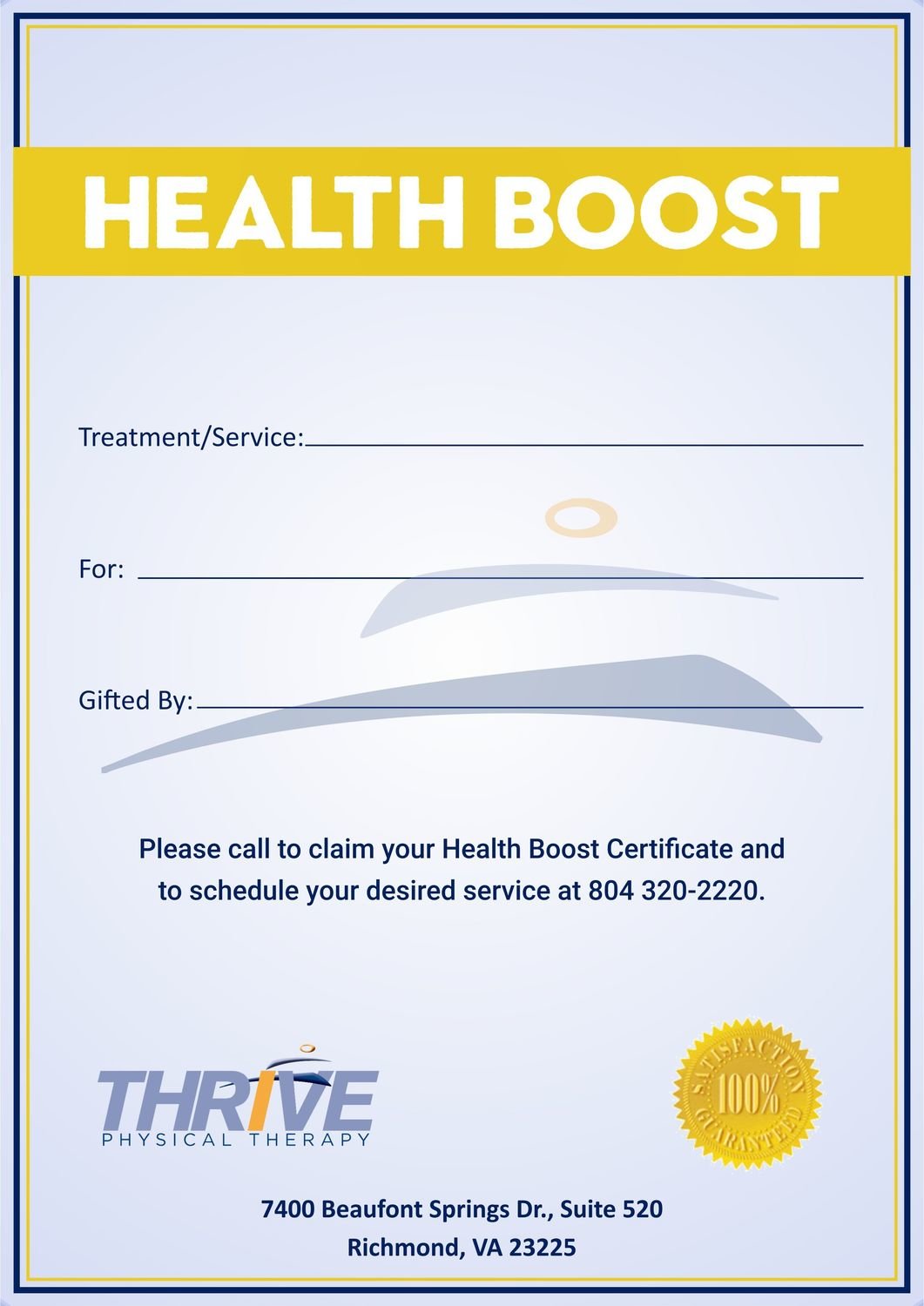 Health Boost Gift Certificate-Platinum