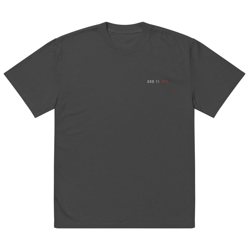 【 GOD vs. Evil 】 OVERSIZED WARRIOR TEE  ( Embroidered / Black )