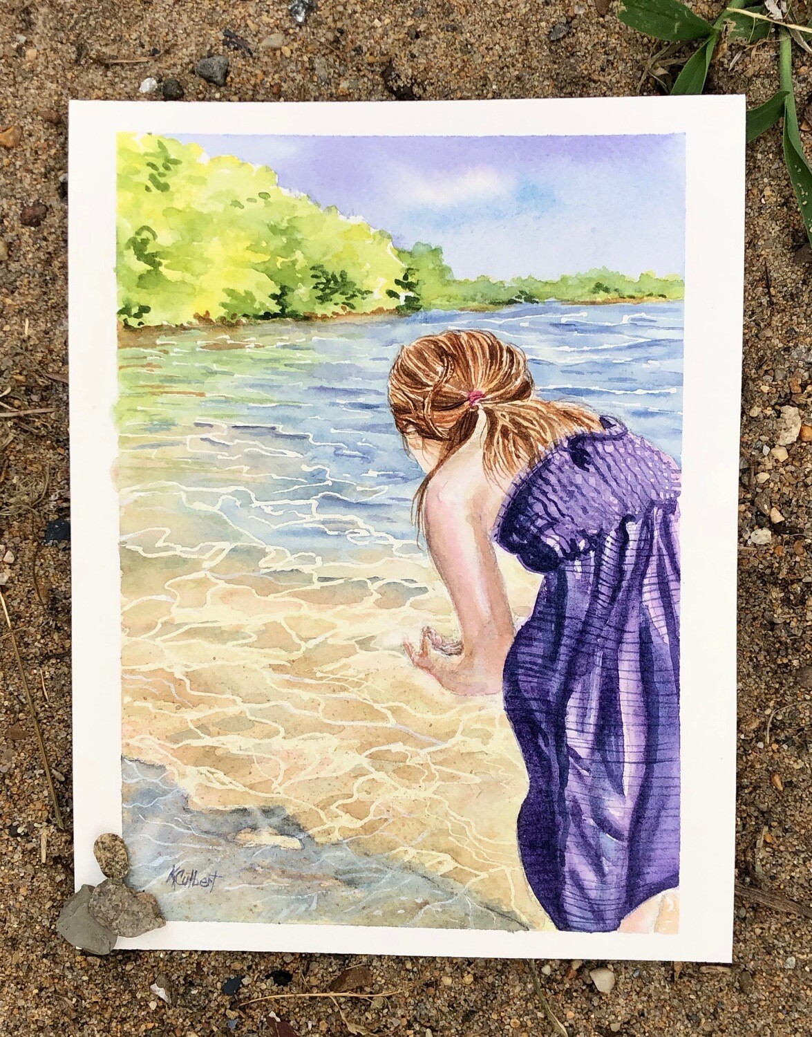 Framed Watercolor Print: Purple Dress