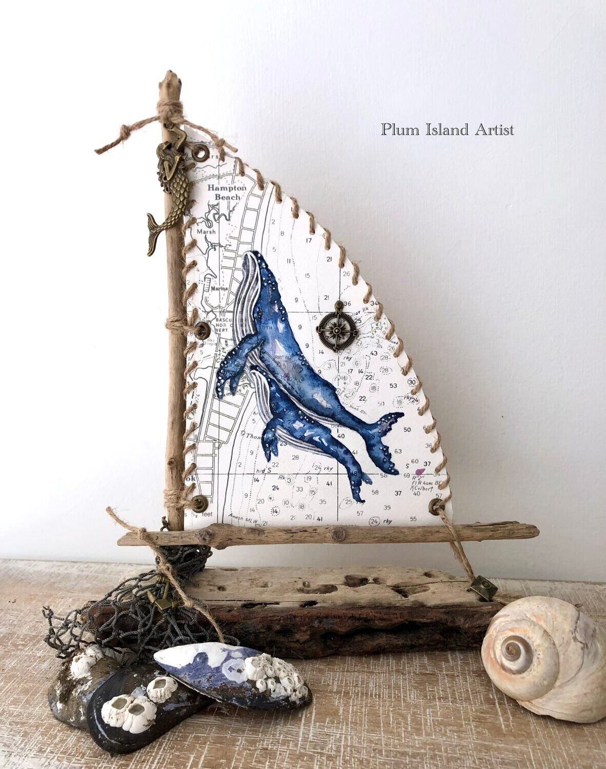 Handcrafted Driftwood Sailboat