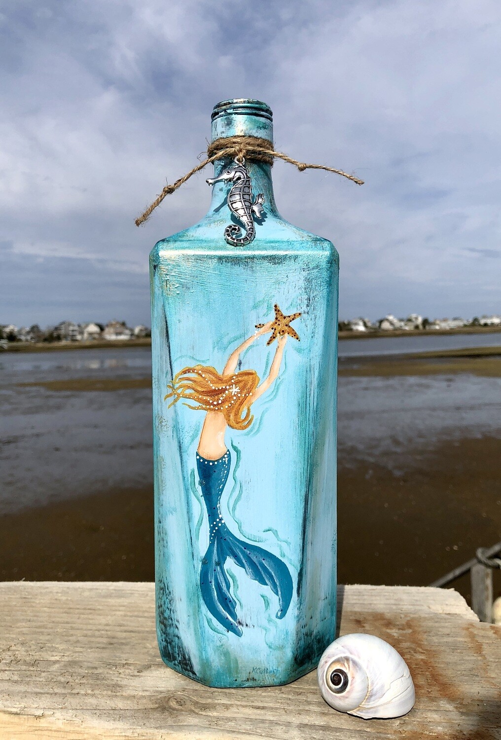 Hand-Painted Mermaid Bottle