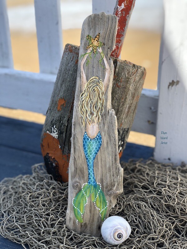 Hand-painted Mermaid on Driftwood #5