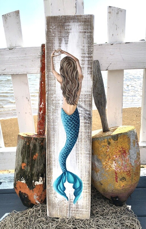 Hand-Painted Driftwood Mermaid #6