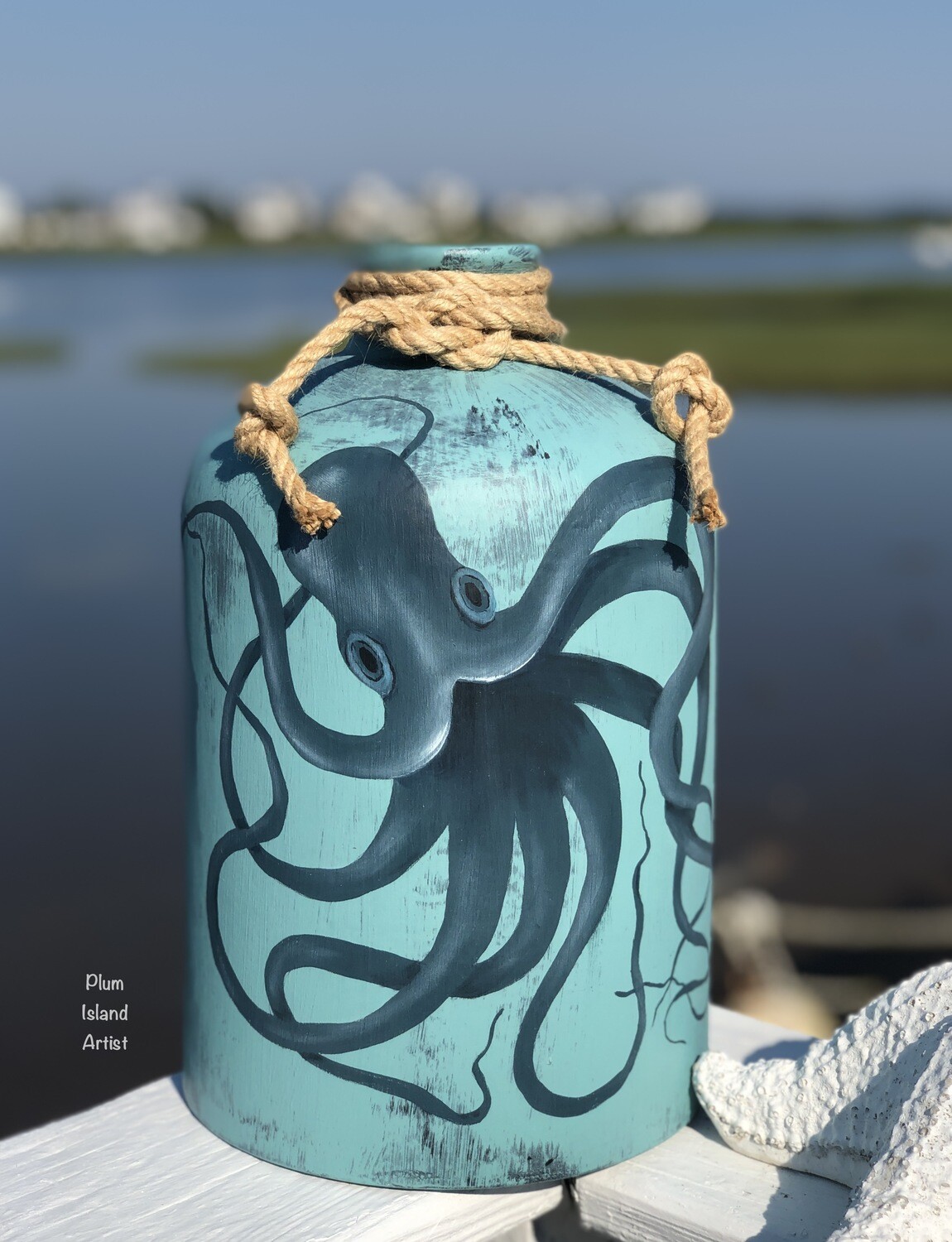 Large Hand Painted Octopus Bottle
