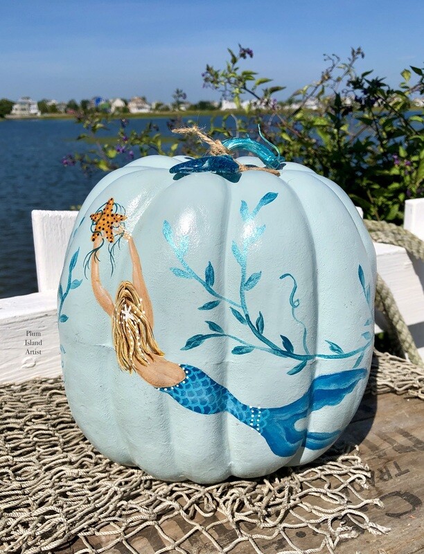 Hand-painted Mermaid Pumpkin #6