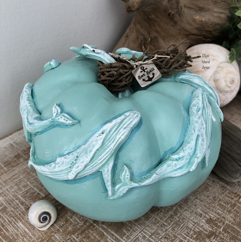 Small Pumpkin embellished with clay~ whales