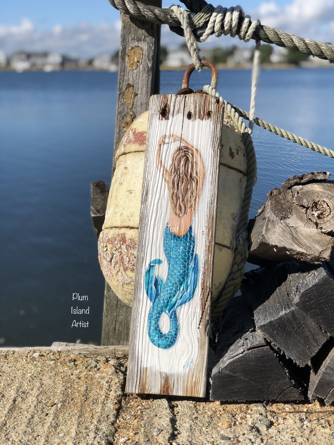 Heart Hands Mermaid Painted on Driftwood #3
