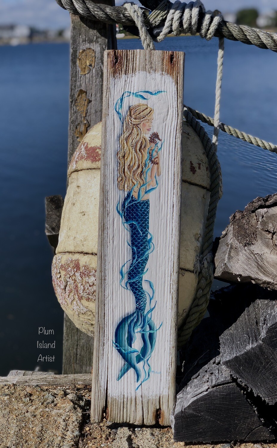 Mermaid Hand-painted on Driftwood #2