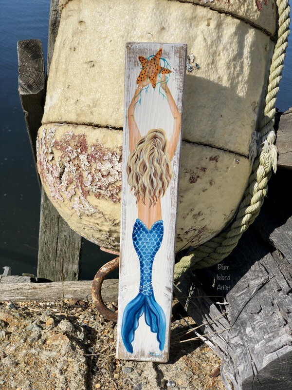 Hand-painted Mermaid on Driftwood #7