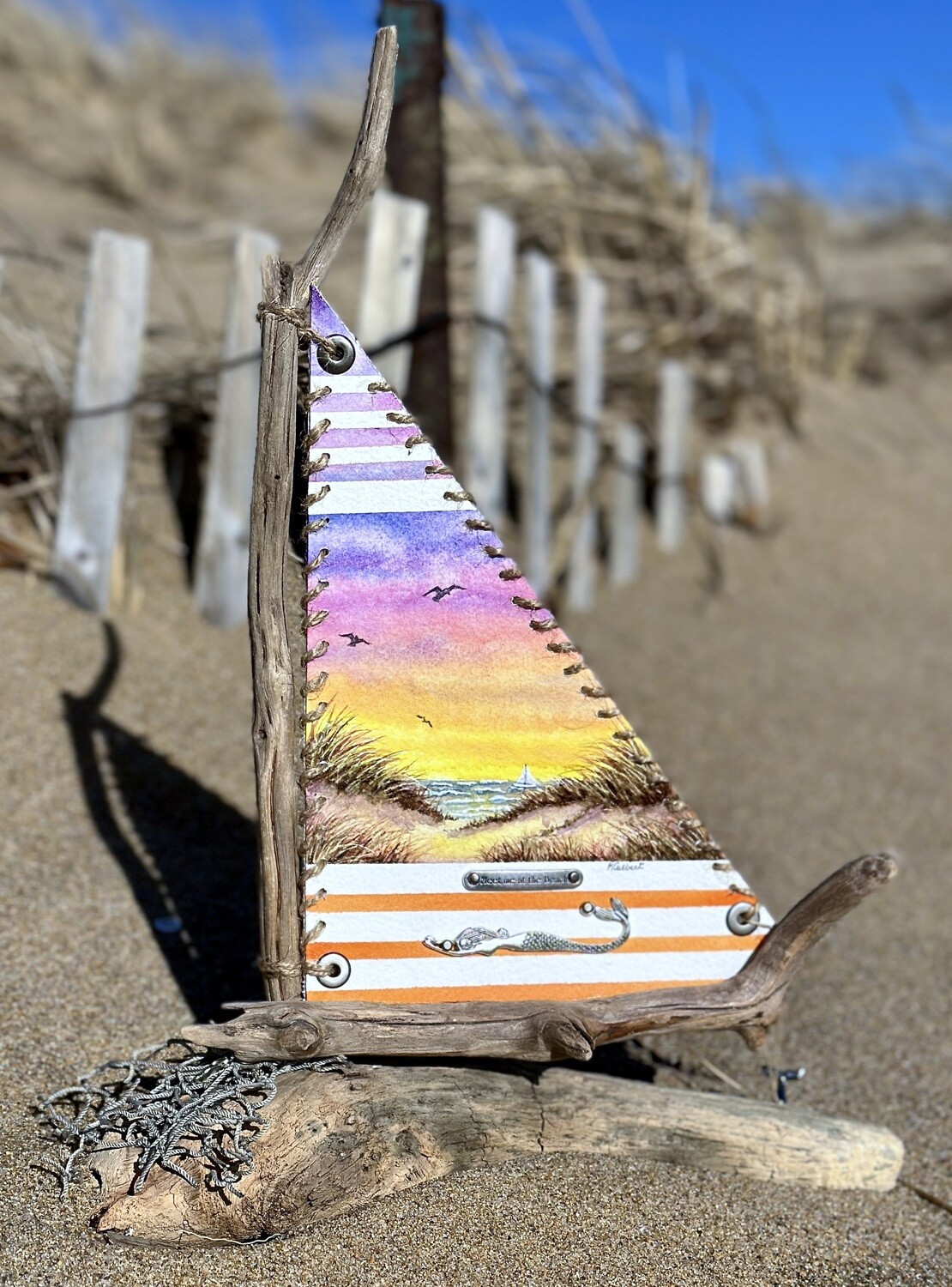 Handcrafted Driftwood Sailboat