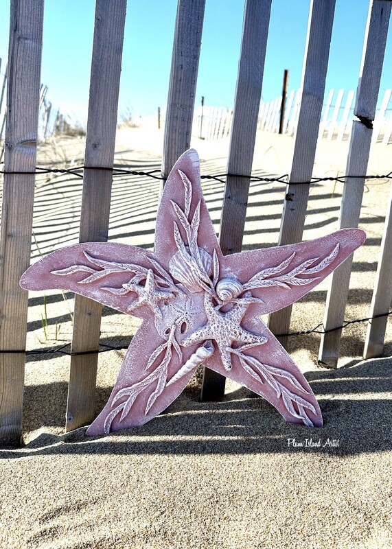 18" Starfish embellished with clay- Pink