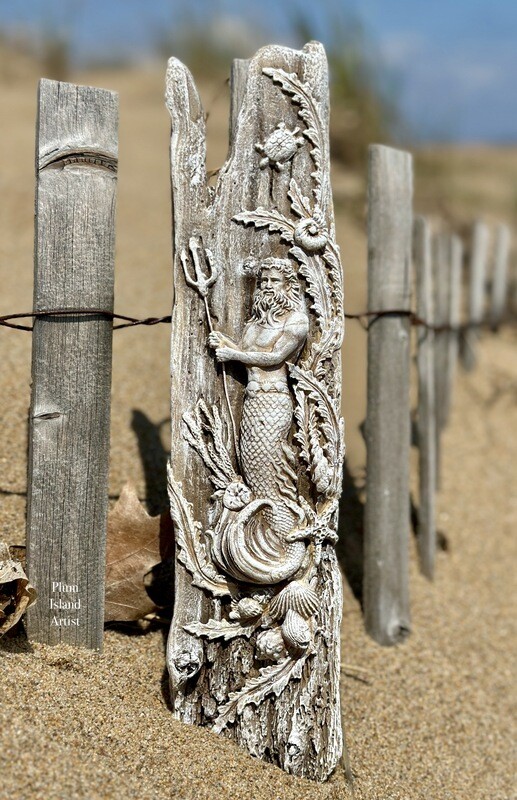 Merman on Driftwood- clay