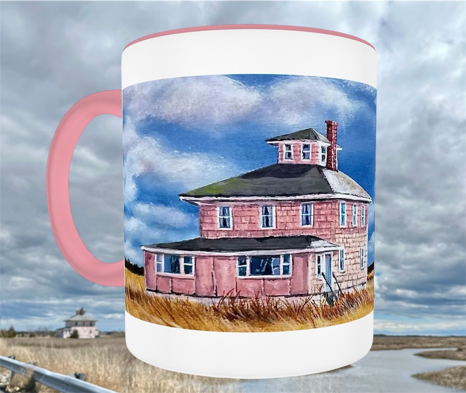 11 ounce Pink ---- Pink House Mug #2