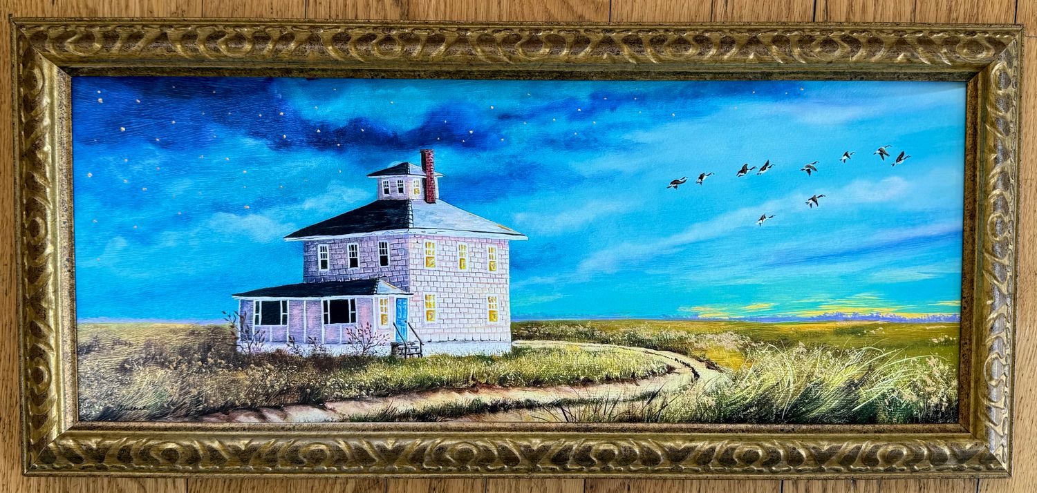 Gold Framed Pink House (print)
