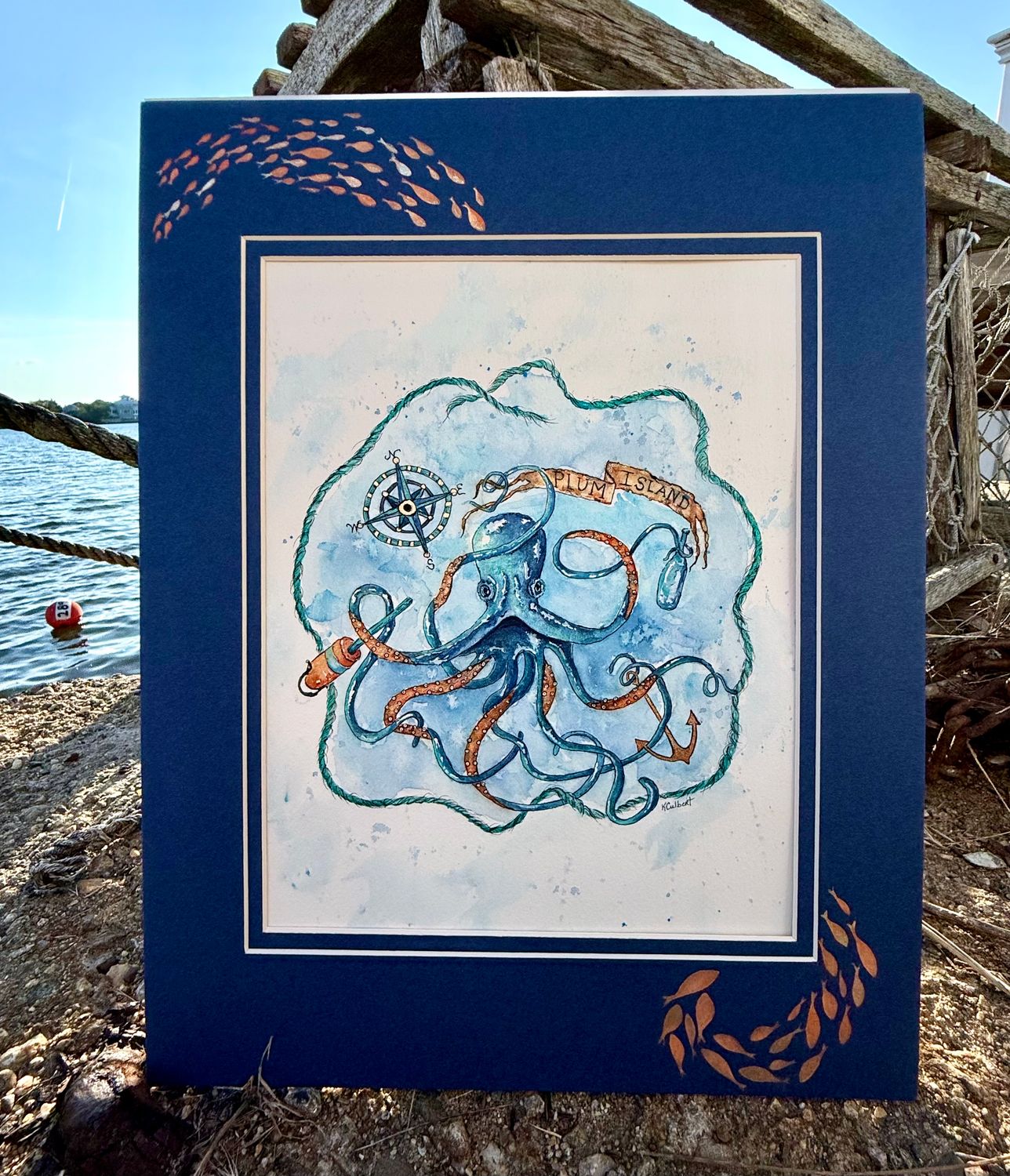 Original Watercolor Painting~ PI Octopus