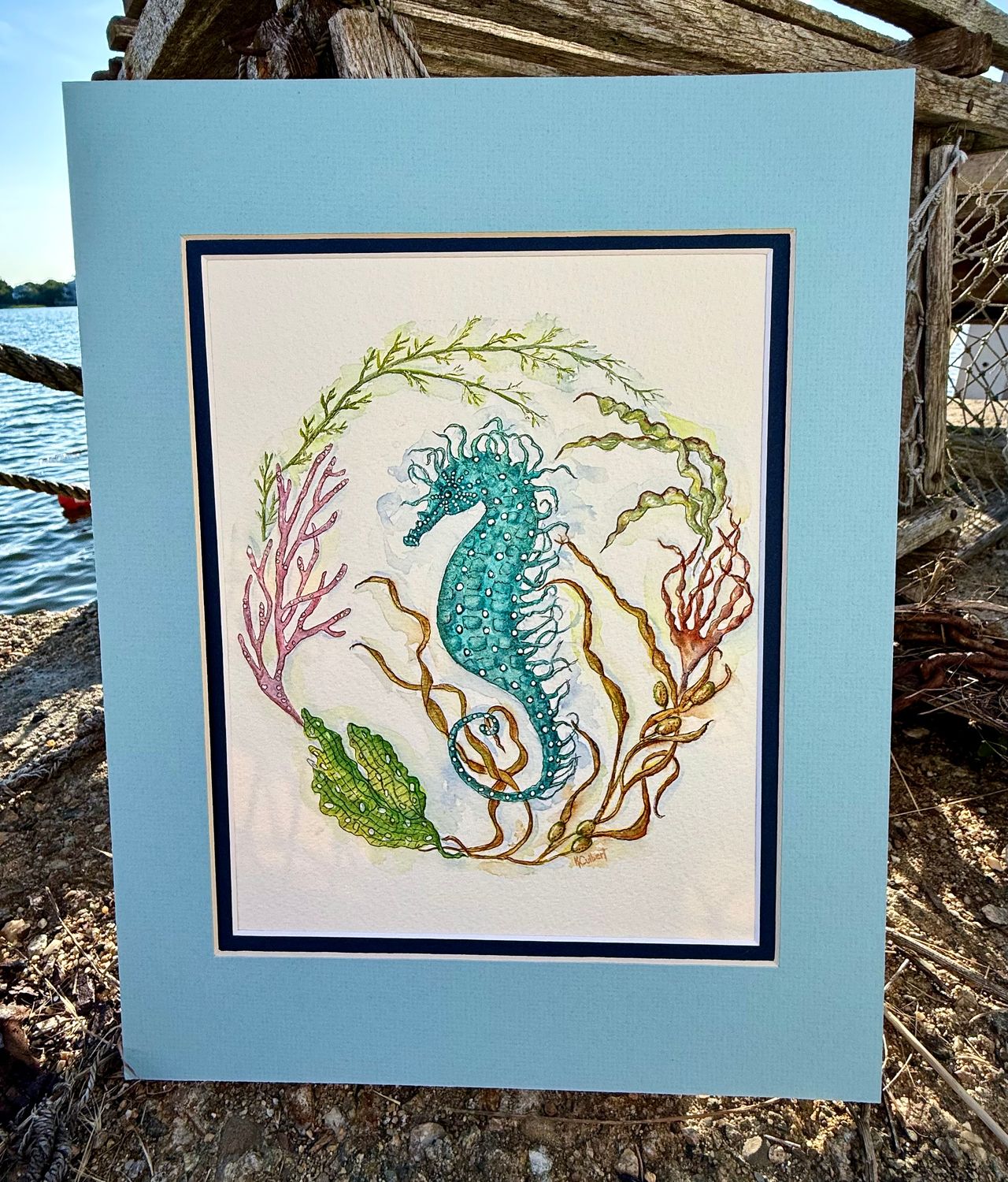 Original Watercolor Painting~ Seahorse