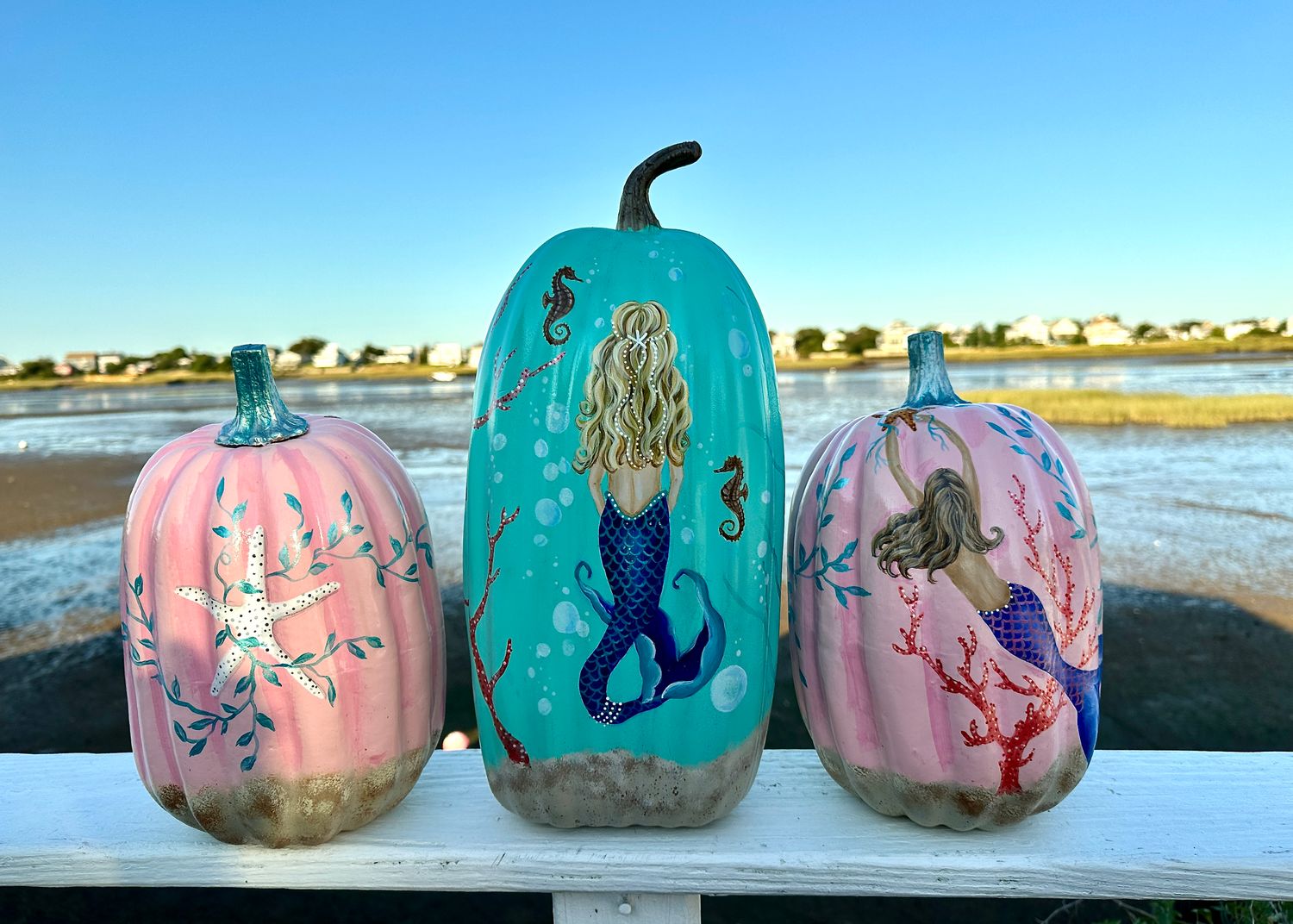 Hand painted faux pumpkins