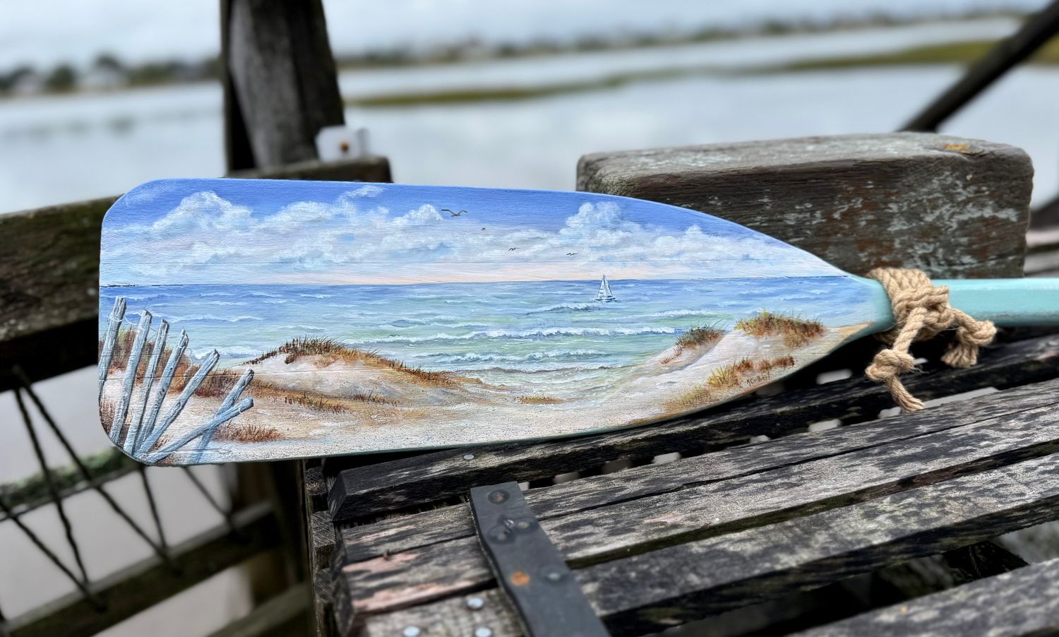 Hand painted Paddle Beach scene