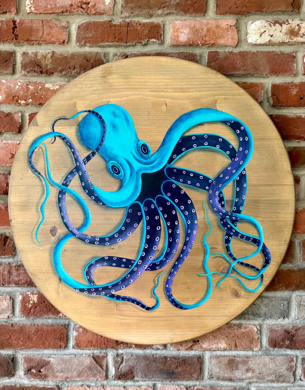Hand painted Large Circle Octopus 24"