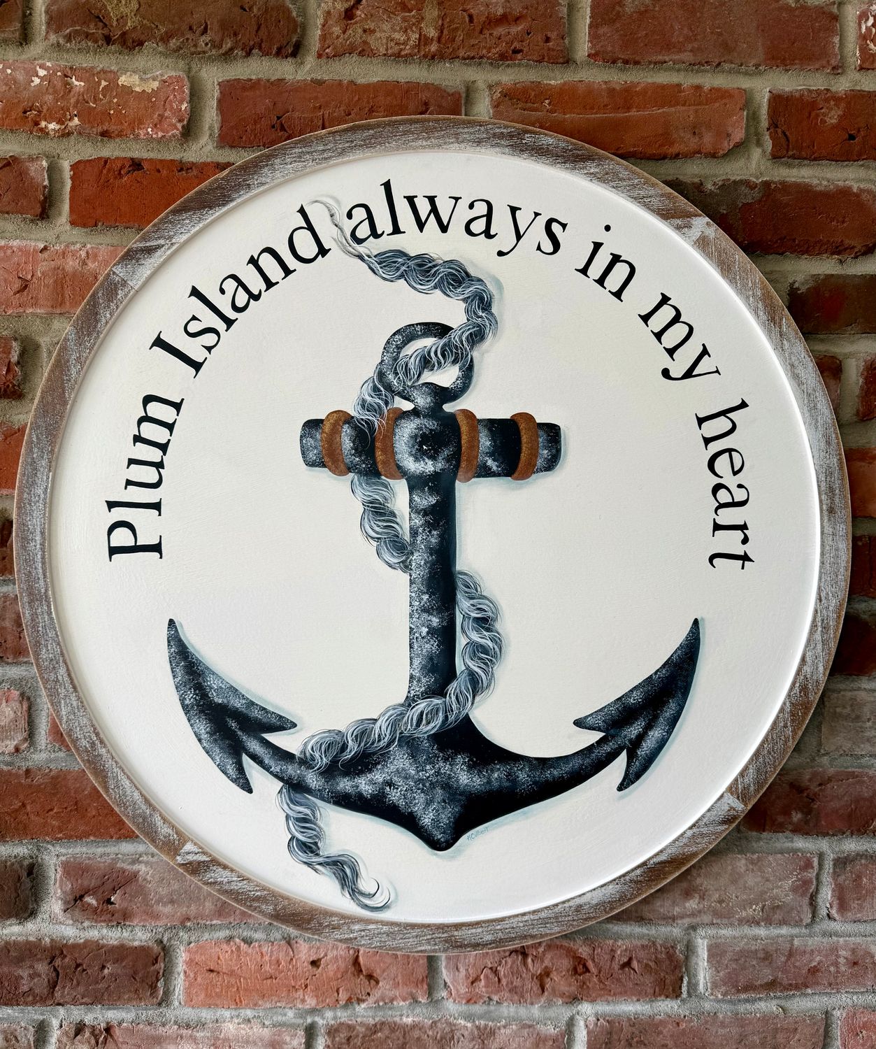 Hand painted Anchor- Plum Island always in my heart