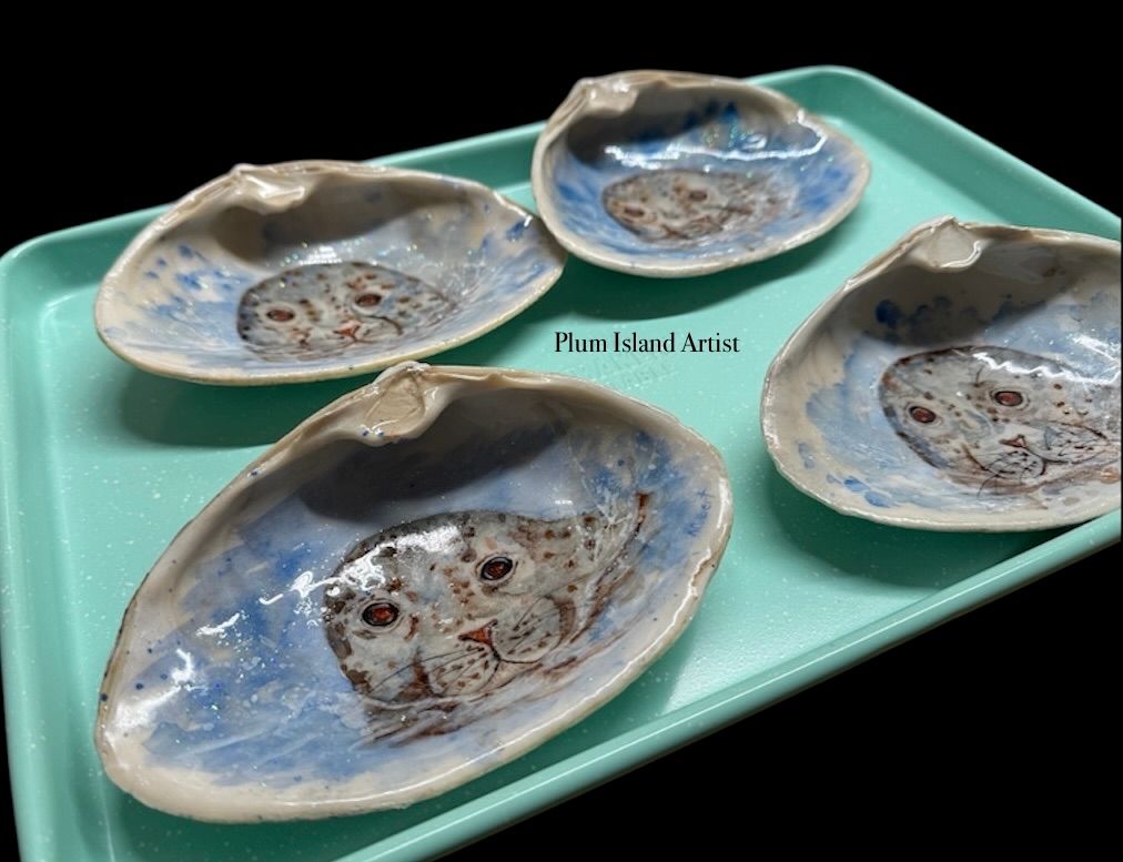 Hand painted large Clam Shells