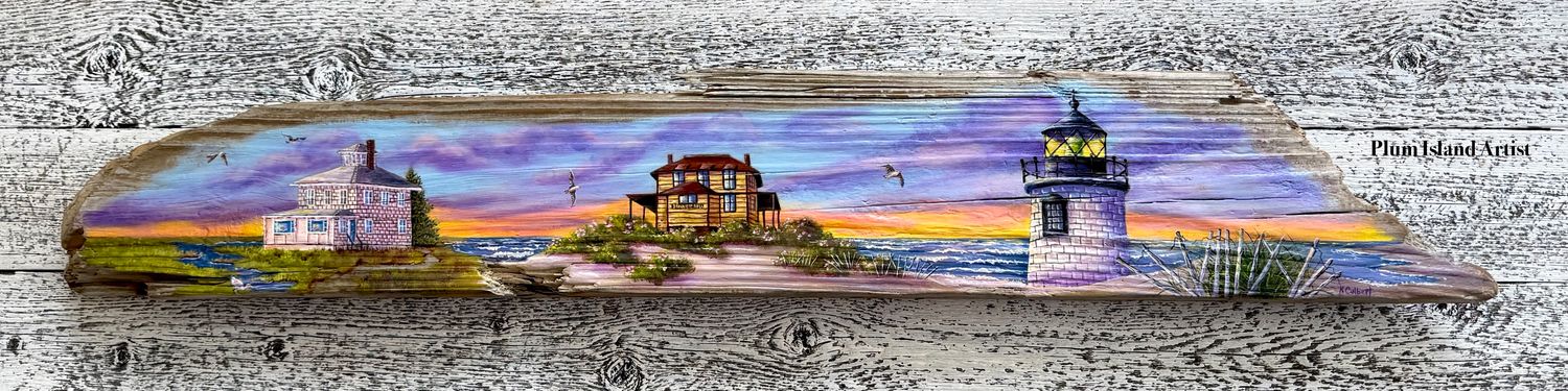 Sunset 3 Plum Island Icons on Driftwood