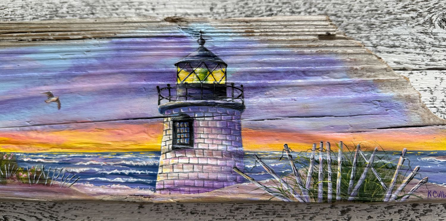 Sunset 3 Plum Island Icons on Driftwood