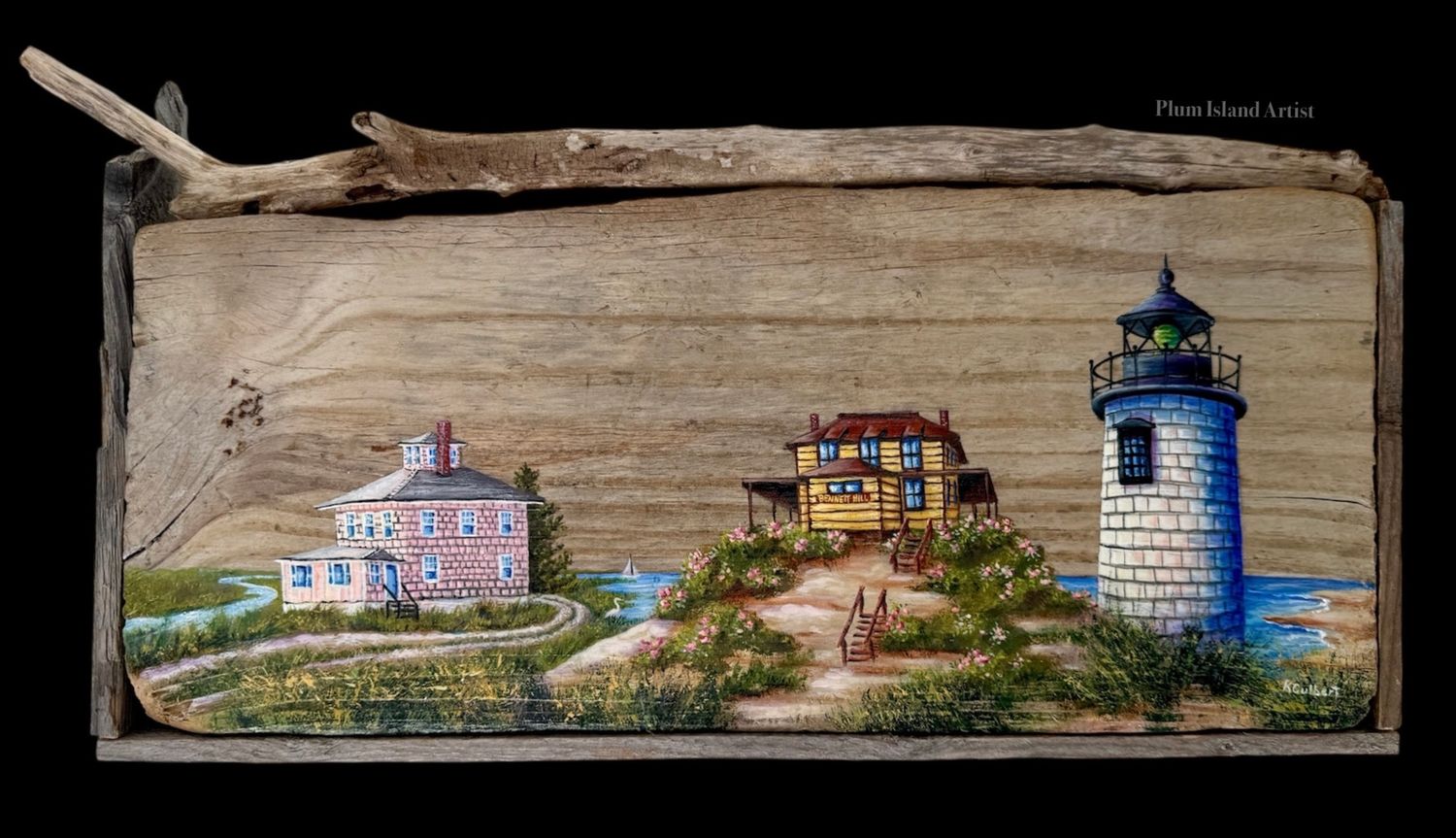Driftwood 3 icons Plum Island 14 1/2"