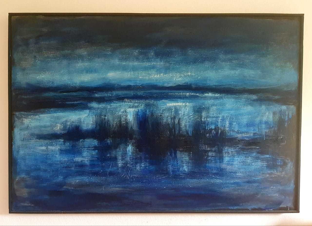 Ol Auf Leinwand Blaue Landschaft