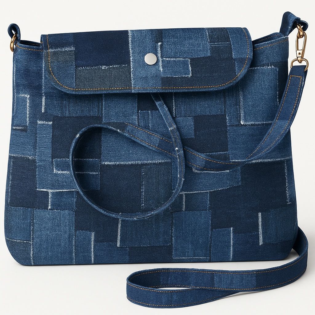 Denim bag with sunflowers