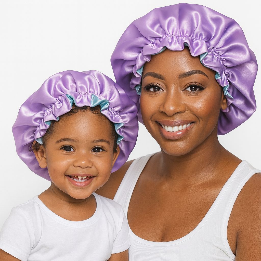 Mommy &amp; Mini Reversible Satin Bonnet Set