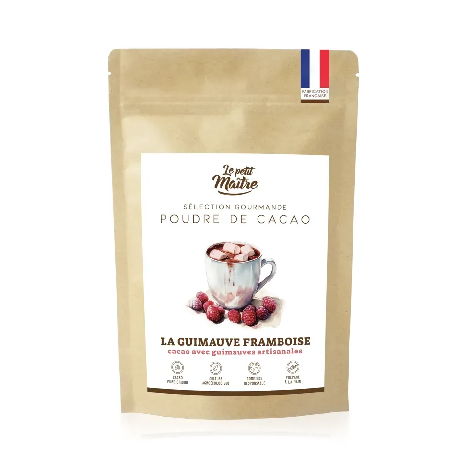 Poudre de Cacao et minis guimauves à la framboise