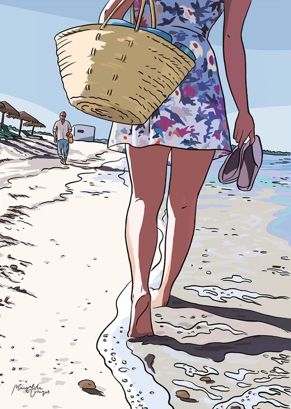 A3 Print "Dona caminant per l'arena"