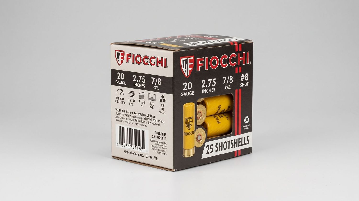 FIOCCHI 20GA 2.75" 7/8OZ #8