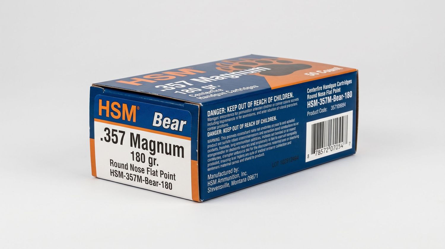 HSM BEAR 357 MAG 180GR RNFP