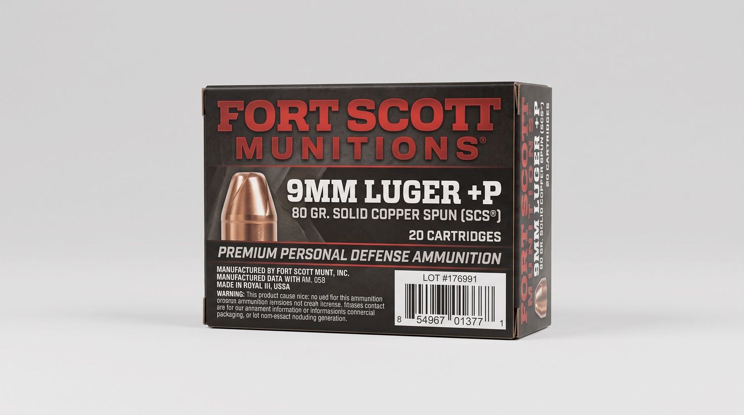 FORT SCOTT 9MM LUGER +P 80GR