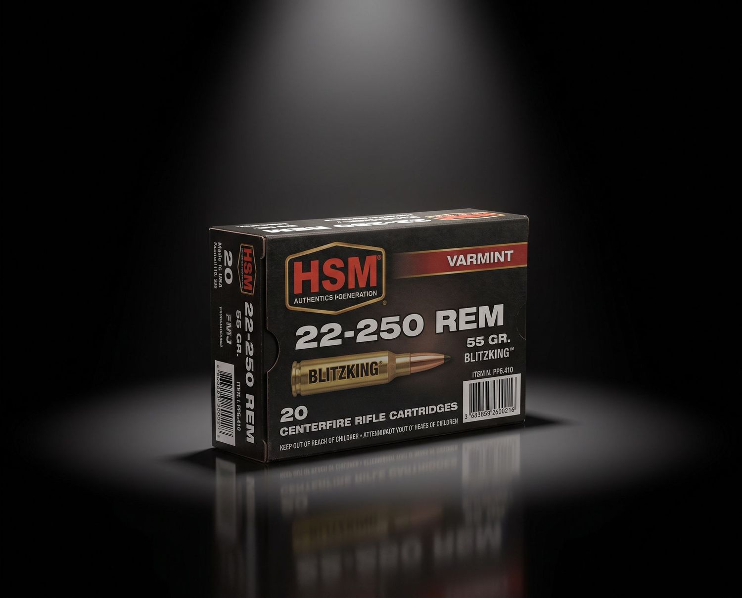 HSM 22-250 REM 55GR BLITZKING