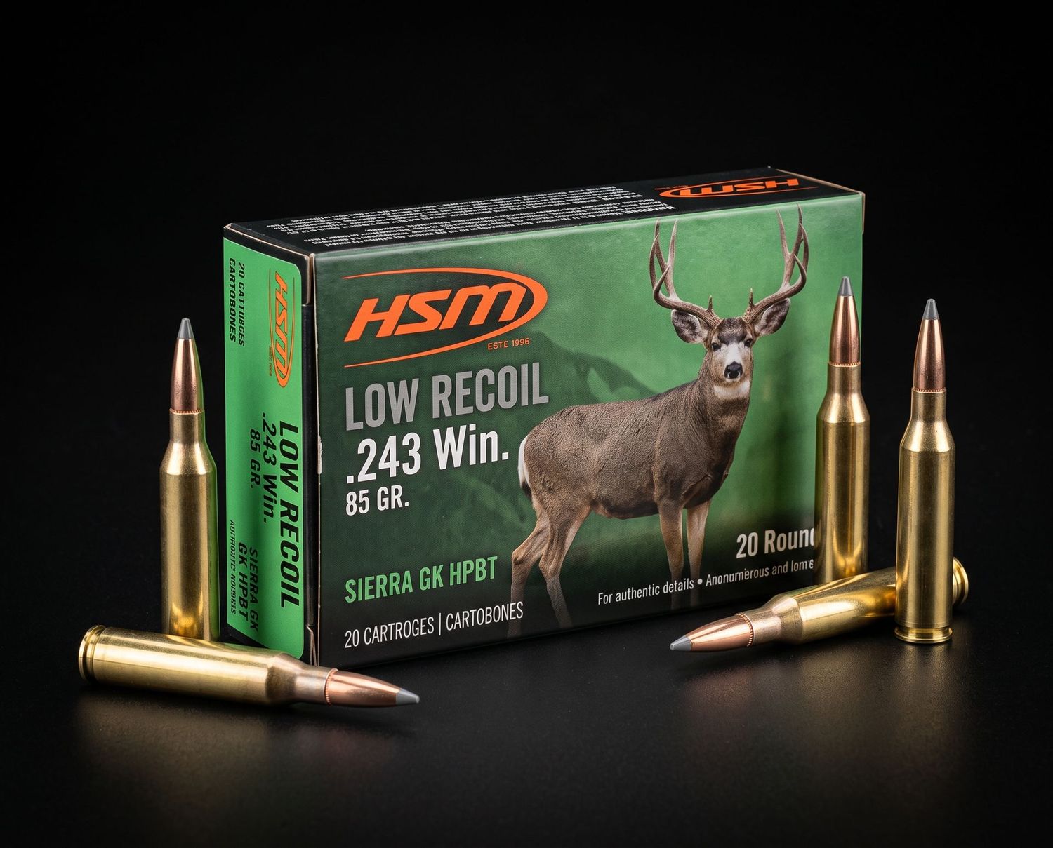 HSM LOW RECOIL 243 WIN 85GR