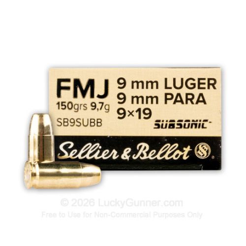 S&B 9MM LUGER SUBSONIC 150GR