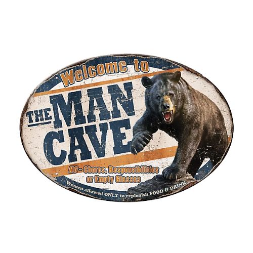 RIVERS EDGE MAN CAVE BEAR TIN
