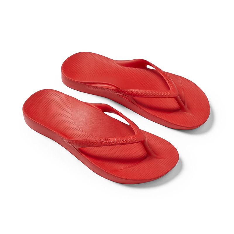 Archies Arch Support Flip Flops in Chilli Red