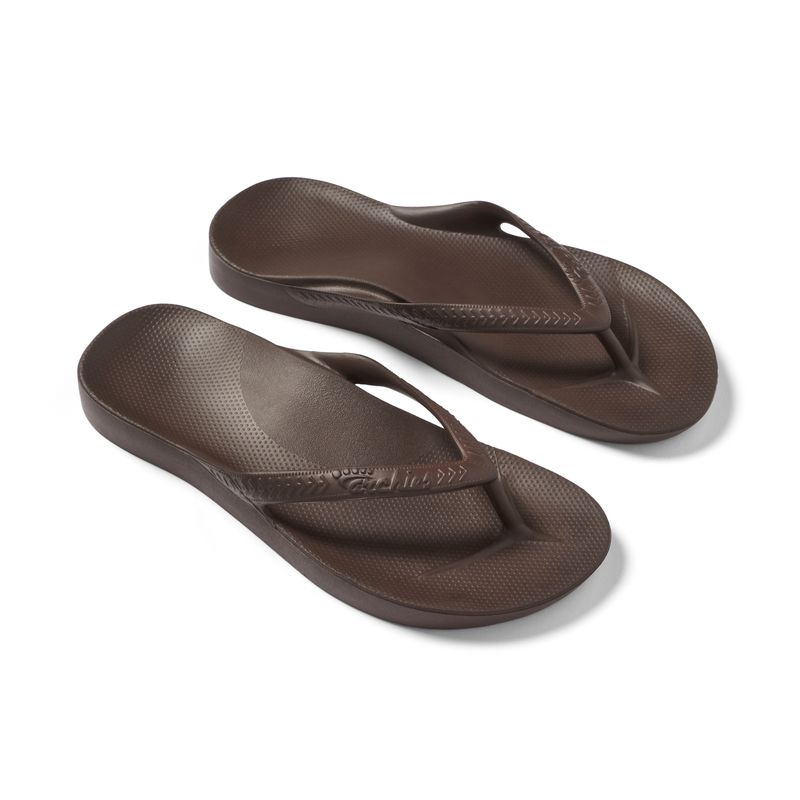 Archies Arch Support Flip Flops in Brown