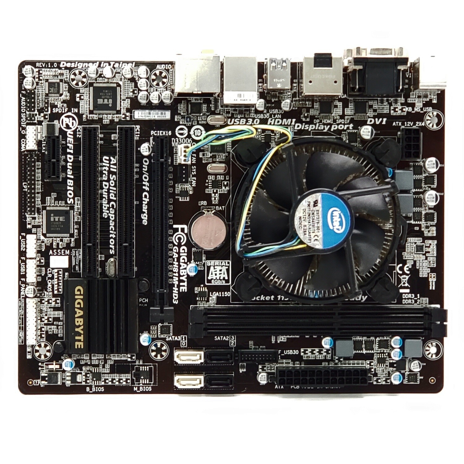 Gigabyte GA-H81M-HD3 Motherboard w/ Intel Pentium G3220 CPU - Used